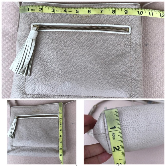 Kate Spade Pebble Leather Light Flesh Adjustable Strap Crossbody Bag 9”x10”x2” - Picture 11 of 16